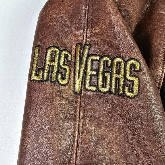 Vtg 2000 Cripple Creek PBR Wrangler Presented Las Vegas Leather Bomber, Kids 6/7 - Picture 8 of 9